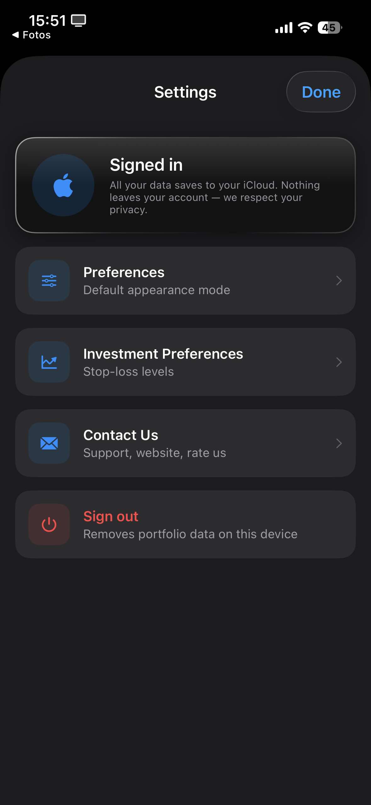 Settings and privacy