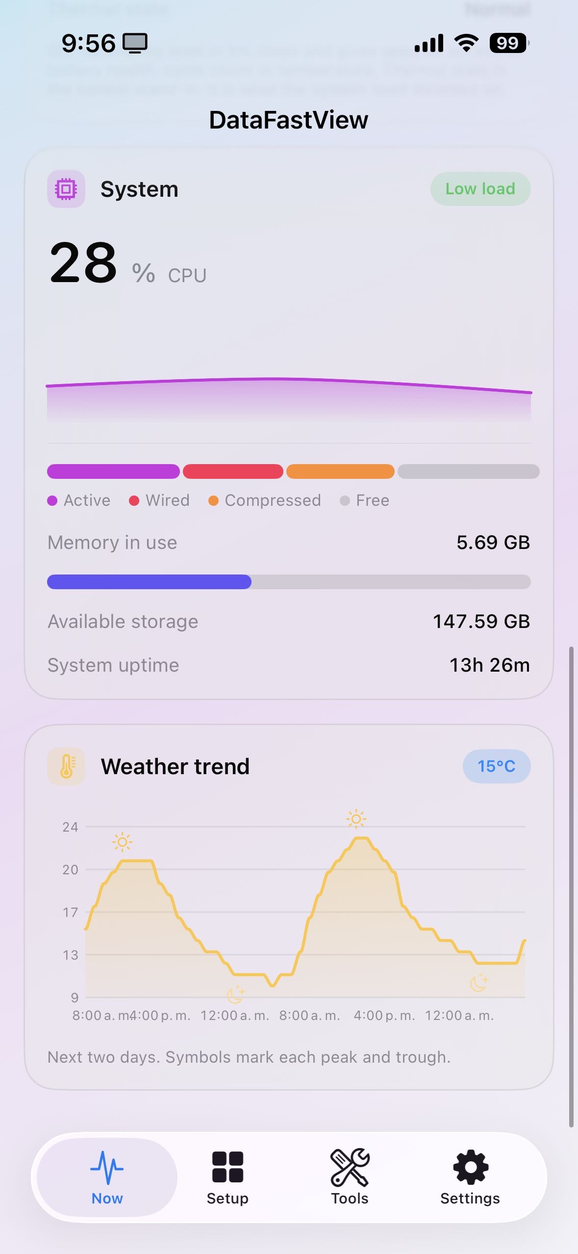 System card and weather trend