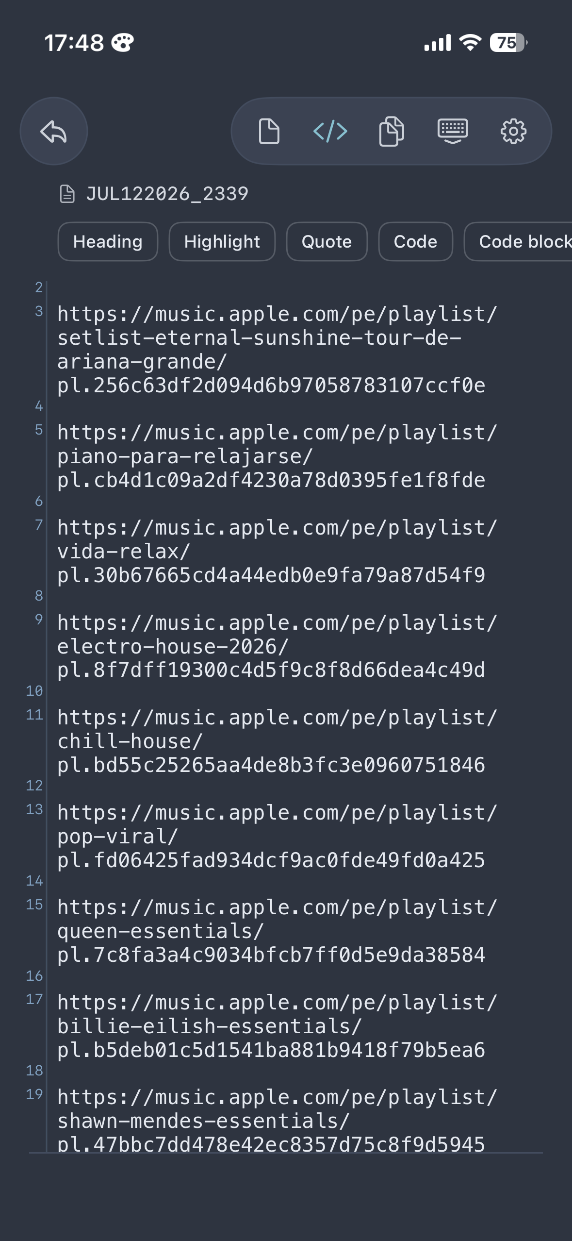 Markdown editor with dark theme
